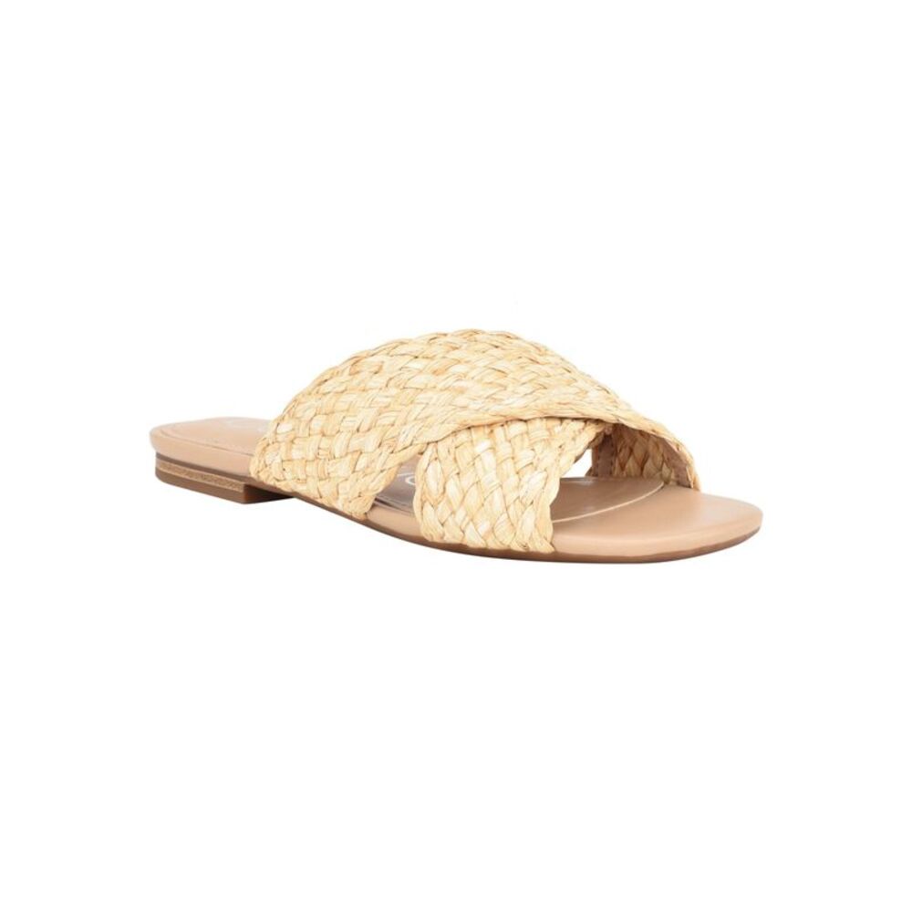 CALVIN KLEIN Womens Beige Woven June Almond Toe Slip On Sandals Shoes 9.5 M